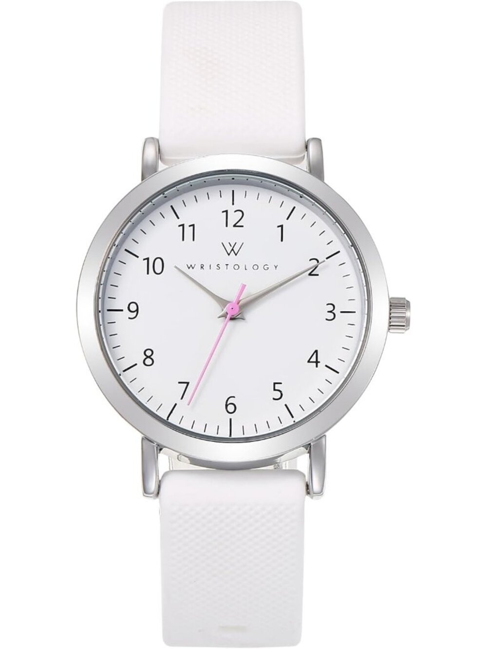 Women's Silver White Silicone Strap Easy to Read Analog Large Face Wrist Watch